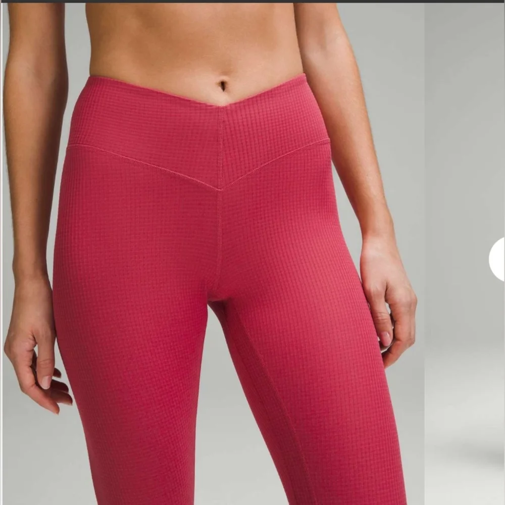Lululemon NWT V Waist Yoga Tight 25 inch Grid Texture Vintage Rose Size 4